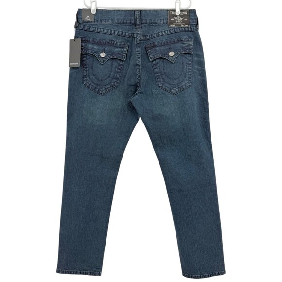 True Religion Men's Geno Relaxed Slim Flap Big T Blue Denim Jeans Size 36x32 NWT - Picture 2 of 13